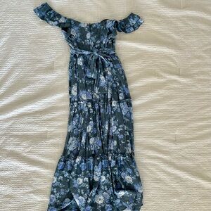 Floral Off-Shoulder Maxi Dress - Blue